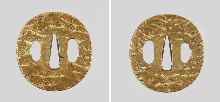 波頭図鐔　無名（古金工） Tsuba [kokinkou]