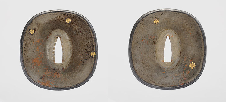 五三桐紋散図鐔　無銘　正阿弥 Tsuba [Shouami]