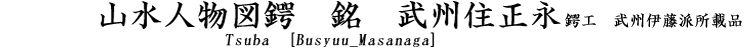 山水人物図鐔　銘　武州住正永　鍔工　武州伊藤派所載品 Tsuba [Busyuu_Masanaga]