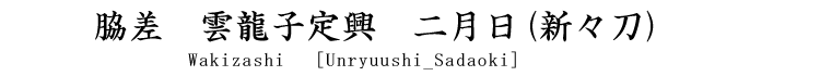 脇差　雲龍子定興 Wakizashi [Sadaoki]