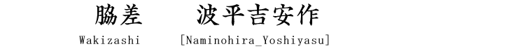 脇差　波平吉安作(時代室町) Wakizashi [Naminohira_Yoshiyasu]