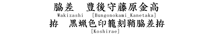 脇差　豊後守藤原金高 Wakizashi [Kanetaka]
