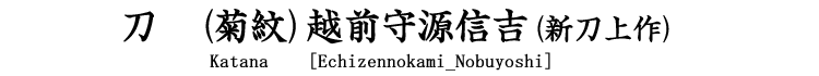 刀　(菊紋)越前守源信吉(新刀上作) Katana [Echizennokami_Nobuyoshi]