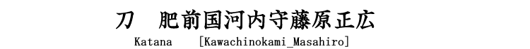 刀　肥前国河内守藤原正広　Katana [Kawachinokami_Masahiro]