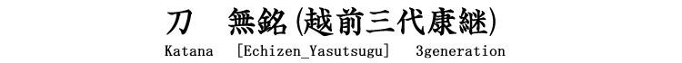 刀　無銘(越前三代康継)  Wakizashi [Echizen_Yasutsugu](3generations)