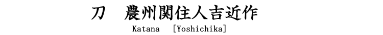 刀　農州関住人吉近作 Katana [Yoshichika]